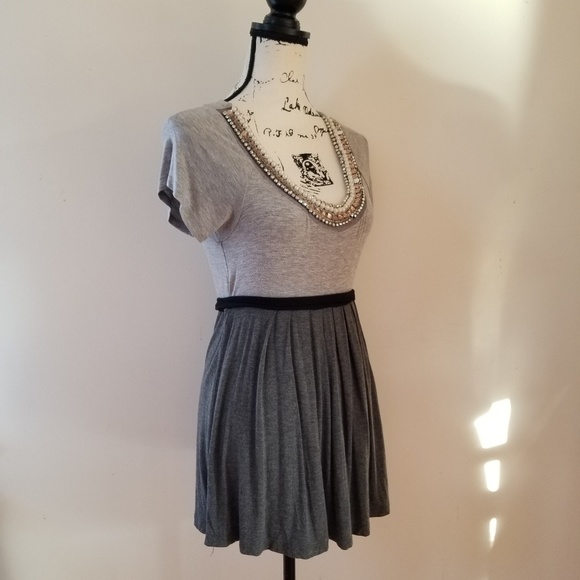 Twentyone gray/gray beaded tie back t-shirt top - Picture 3 of 8